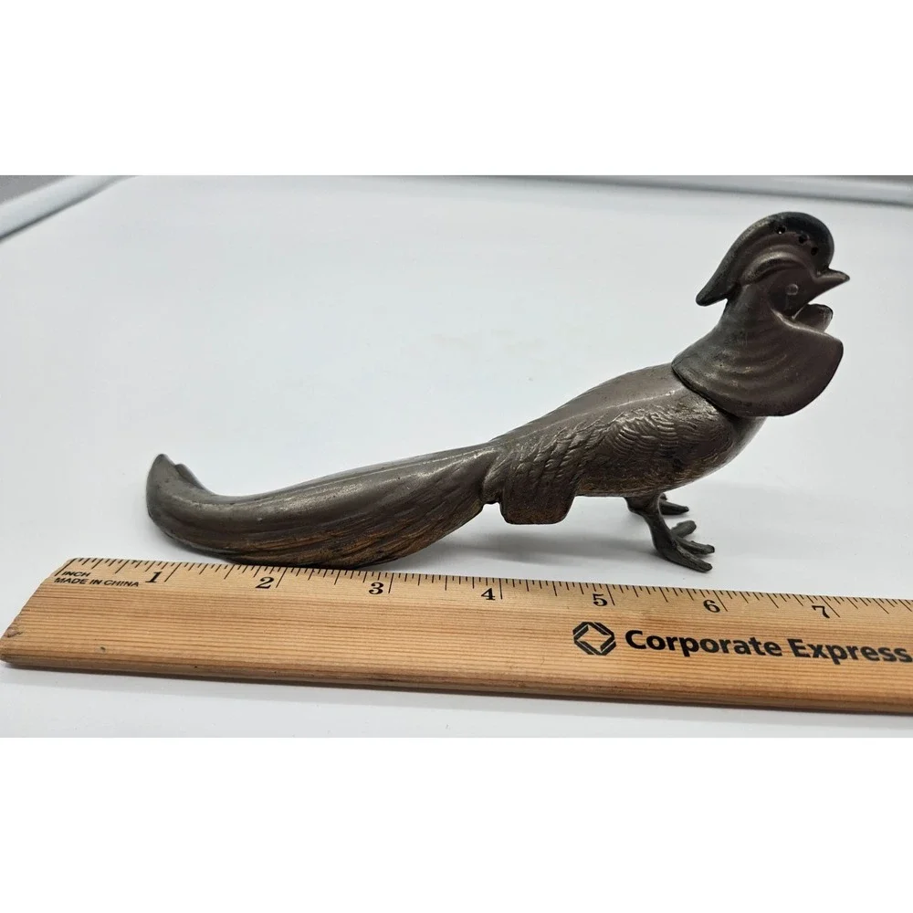Vintage Metal Pheasant Made in USA 430 Silver Tone Bird Figurine